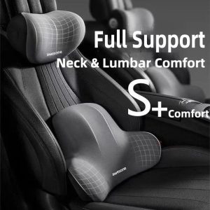 Ergonomic Memory Foam Car Headrest & Lumbar Support Set
