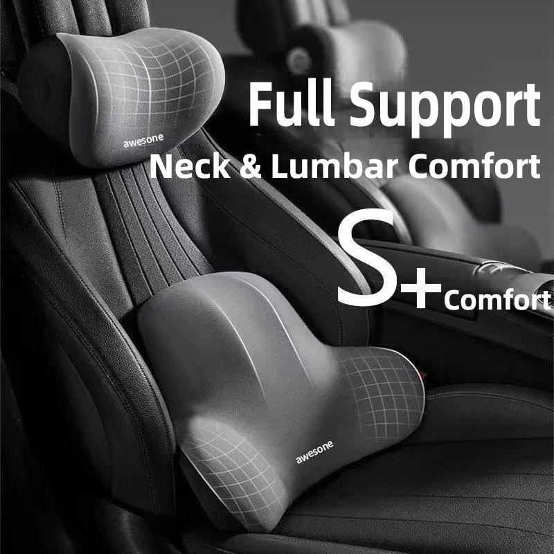 Ergonomic Memory Foam Car Headrest & Lumbar Support Set